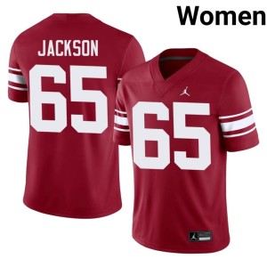 Throwback #65 Crimson OU Sooners Jayden Jackson Womens Player Jerseys 754649-865