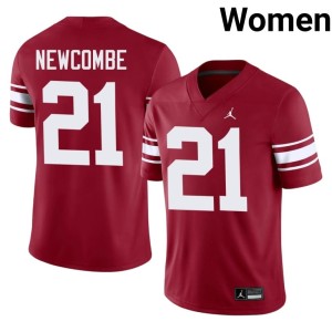 Throwback #21 Crimson Women's Oklahoma Football Jeremiah Newcombe Jersey 383582-745