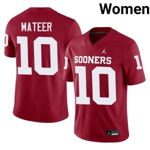 OU Sooners Crimson John Mateer Womens NCAA #10 Jerseys 173235-241