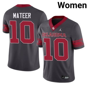 Alternate John Mateer Womens OKLA Sooners Football Anthracite #10 Jerseys 900066-682