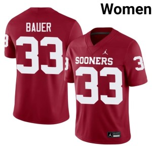#33 Alumni Women Crimson University of Oklahoma Sooners Lebron Bauer Jerseys 257437-403