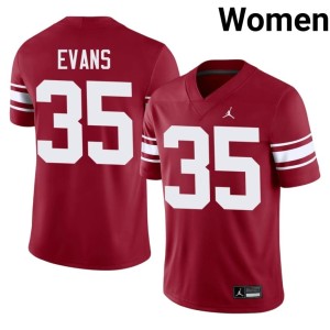 Throwback #35 Women's OU Sooners Liam Evans Crimson NCAA Jersey 605273-890