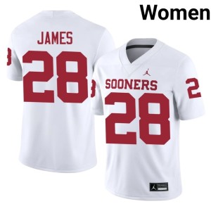 #28 Women's Marcus James Alumni White Sooners Jersey 100894-210