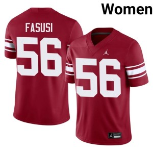 Throwback Womens Sooners Player #56 Michael Fasusi Crimson Jersey 300781-940