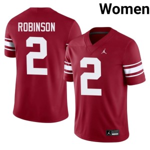 Throwback Omarion Robinson Womens NCAA #2 Crimson Sooners Jerseys 655477-614