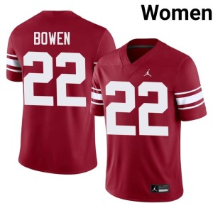 Throwback OKLA Sooners Peyton Bowen Stitched Crimson Women #22 Jerseys 590870-793