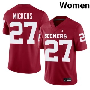 #27 Preston Mickens Crimson OKLA Sooners Alumni Women's Jerseys 731503-557