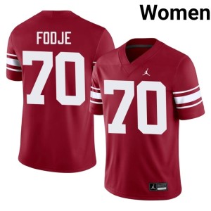 Throwback #70 OU Sooners Crimson Ryan Fodje Women Embroidery Jerseys 953213-632