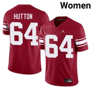 Throwback #64 Sean Hutton OU Women Replica Crimson Jerseys 416952-833