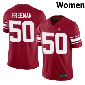 Throwback #50 Women Sooner State Stitched Crimson Seth Freeman Jersey 262623-164