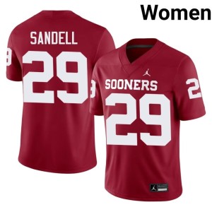 Sooners University Crimson Tate Sandell Womens #29 Jerseys 657425-627
