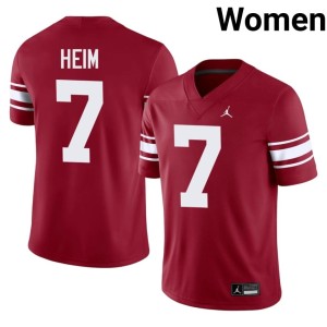 Throwback Crimson Womens Sooners Football #7 Taylor Heim Jersey 254710-999