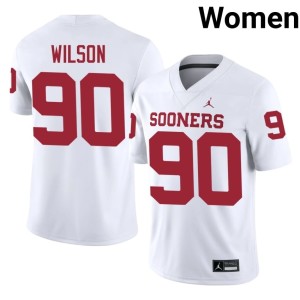Women Official Trent Wilson #90 White Oklahoma Jerseys 373635-681