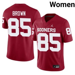 Womens Replica OKLA Sooners Crimson Trey Brown #85 Jersey 905150-277