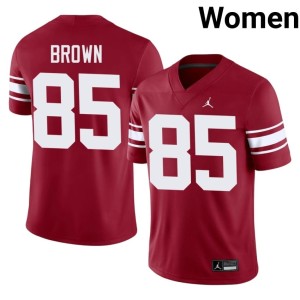 Throwback Womens Crimson Trey Brown Oklahoma Stitched #85 Jersey 516755-619