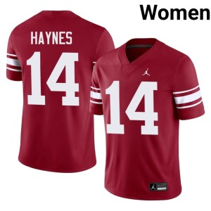 Throwback OKLA Sooners Crimson #14 Trystan Haynes Women Official Jersey 489162-840