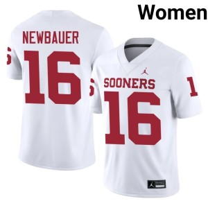 Whitt Newbauer Alumni Oklahoma Sooners #16 Womens White Jerseys 287278-704