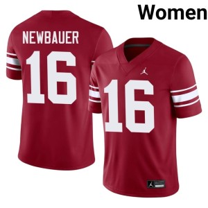 Throwback Whitt Newbauer Women's University of Oklahoma Sooners Crimson #16 Embroidery Jerseys 841021-763