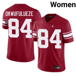 Throwback Boomer Sooner Xavier Okwufulueze #84 Women Crimson Embroidery Jersey 134553-757