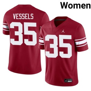 Throwback University Womens Crimson OKLA #35 Billy Vessels Jerseys 409166-561