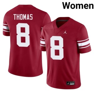 Throwback Women Crimson #8 Bishop Thomas Player Sooner State Jersey 993468-261