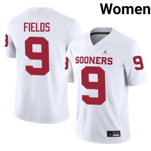 University of Oklahoma Sooners Dakoda Fields #9 White High School Women's Jersey 330850-256