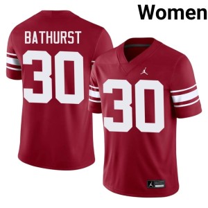 Throwback Womens Crimson Boomer Sooner NCAA Dane Bathurst #30 Jerseys 195949-541
