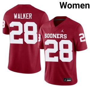 Crimson DeZephen Walker Game Women's #28 OU Sooners Jersey 222316-227