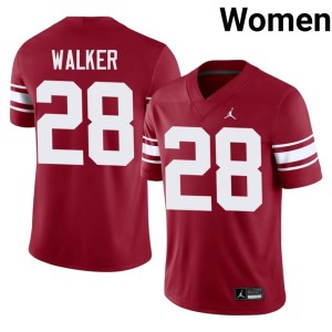 Throwback DeZephen Walker Crimson Womens #28 University of Oklahoma Sooners NCAA Jersey 639949-311