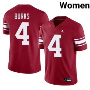 Throwback Deion Burks Women's #4 Game Crimson OU Jersey 953474-261