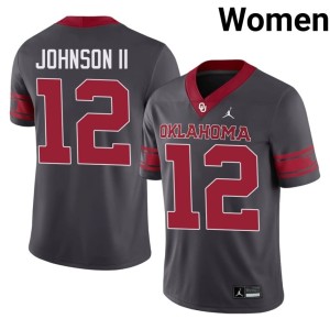 Alternate Anthracite Derrick Johnson II NCAA #12 Women's Sooners Jersey 865545-368
