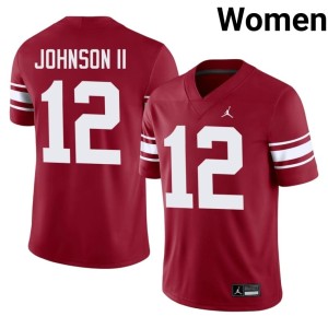 Throwback Crimson Game Women #12 Derrick Johnson II OKLA Jerseys 883621-833