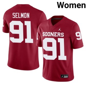 Oklahoma Sooners Dewey Selmon University Crimson #91 Women's Jerseys 942787-915