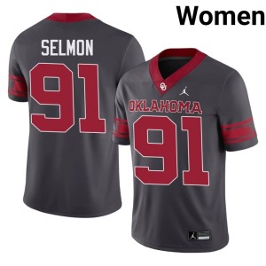 Alternate Women Anthracite Sooners University Dewey Selmon #91 Jerseys 992065-404