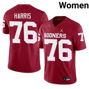Womens #76 Crimson High School E'Marion Harris University of Oklahoma Sooners Jersey 274141-500
