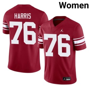 Throwback Crimson Alumni Boomer Sooner #76 Women's E'Marion Harris Jerseys 506922-191
