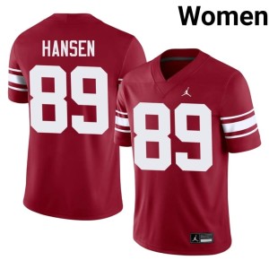 Throwback Womens High School Hayden Hansen Boomer Sooner #89 Crimson Jerseys 305752-146