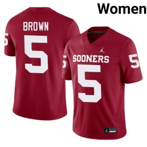 Hollywood Brown Women's Crimson #5 Replica Oklahoma Sooners Jerseys 460013-416
