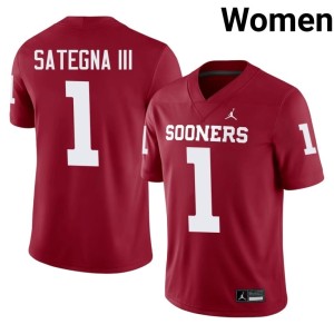 #1 Crimson Official Womens Isaiah Sategna III OKLA Jersey 856067-326