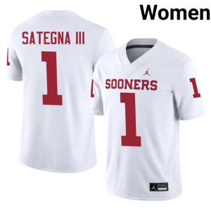 Women Isaiah Sategna III #1 White Player OU Jersey 658498-701