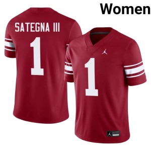Throwback Isaiah Sategna III OU Sooners Crimson Women #1 Stitched Jersey 489264-214