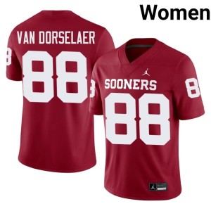 Jack Van Dorselaer Women OKLA Sooners NCAA #88 Crimson Jerseys 226395-859
