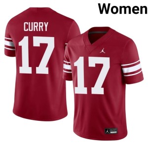 Throwback Jacob Curry #17 Crimson High School University of Oklahoma Sooners Womens Jerseys 311527-804