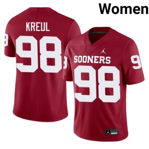 Boomer Sooner Official #98 Jake Kreul Crimson Women's Jerseys 173942-164