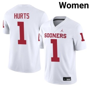 White OU Sooners #1 Jalen Hurts Embroidery Women's Jerseys 528545-768