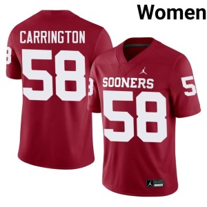 Crimson Oklahoma #58 Women James Carrington Replica Jersey 229058-754