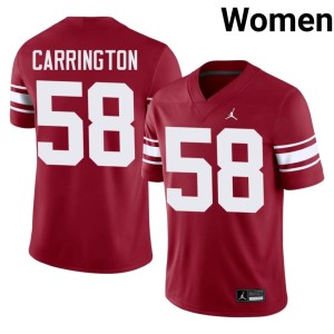 Throwback #58 James Carrington Crimson OU High School Womens Jersey 619573-792