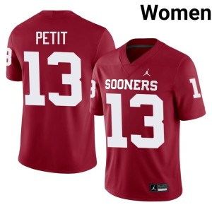 Women OU Sooners #13 Player Crimson Jayden Petit Jersey 230501-879
