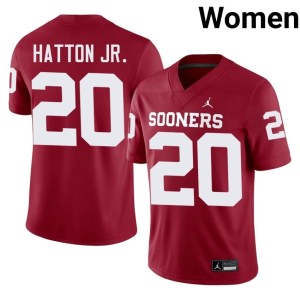 OKLA Sooners #20 Jonathan Hatton Jr. Women's High School Crimson Jersey 647972-737