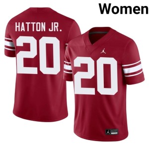 Throwback Crimson Limited Women's Jonathan Hatton Jr. #20 OU Sooners Jersey 745579-214